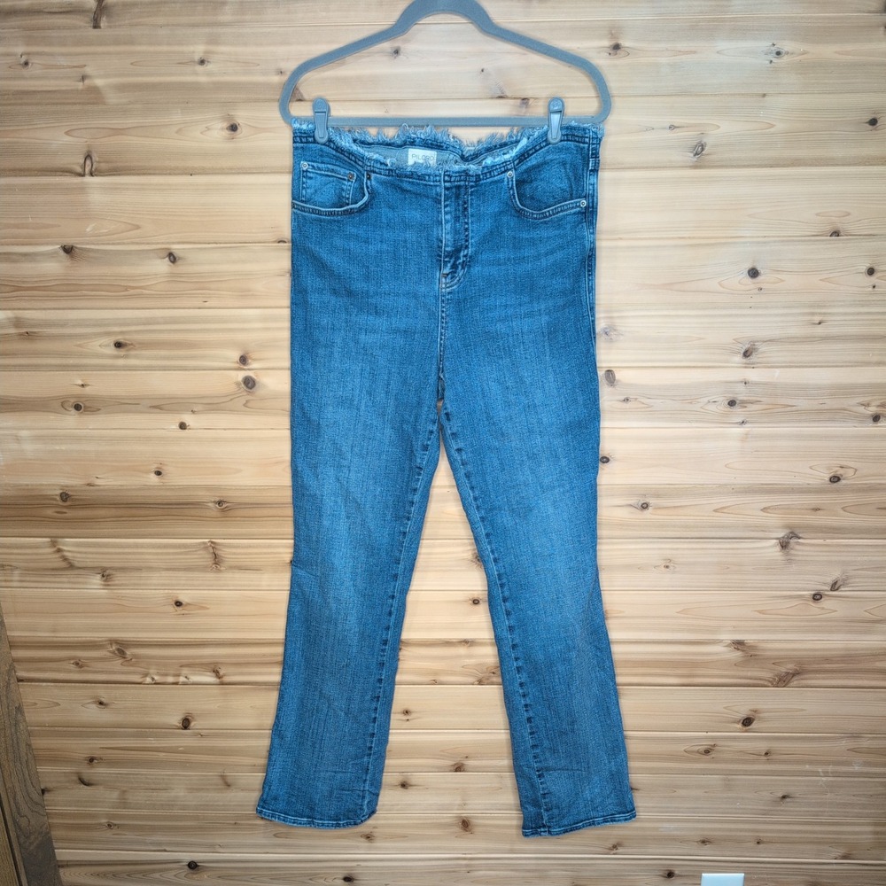 Pilcro Anthropologie Frayed Waist‎ Straight Leg Jeans Medium Wash Blue Size 31